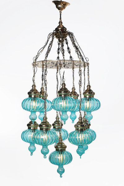 Unique Edition Nickel Design Chandelier with 11 Pyrex Glasses